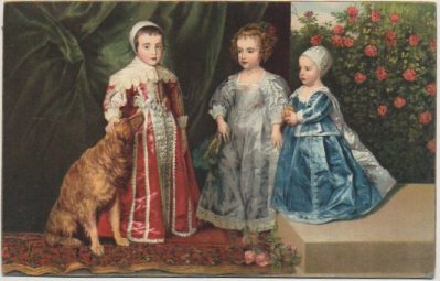 POSTAL DE ARTE. CARLOS l DE INGLATERRA Y ENRIQUETA. GIACOMO