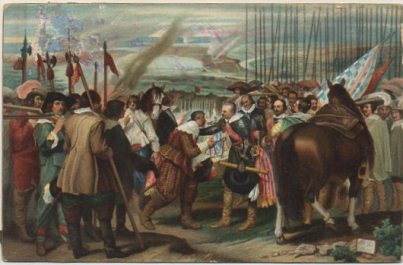 POSTAL DE ARTE. RENDICION DE BREDA. LAS LANZAS. VELAZQUEZ