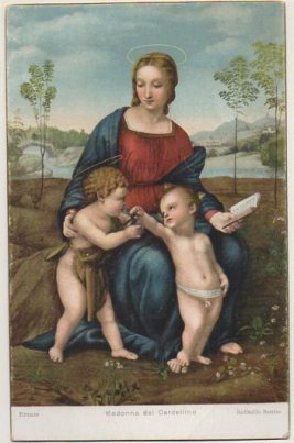 POSTAL DE ARTE. MADONNA DEL CARDELLINO