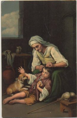 POSTAL DE ARTE. ALTE FRAN MIT KNABEN. MURILLO