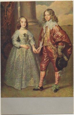 POSTAL DE ARTE. PRINZ WILLEM ll Y MARIA ESTUARDO. VAN DYCK