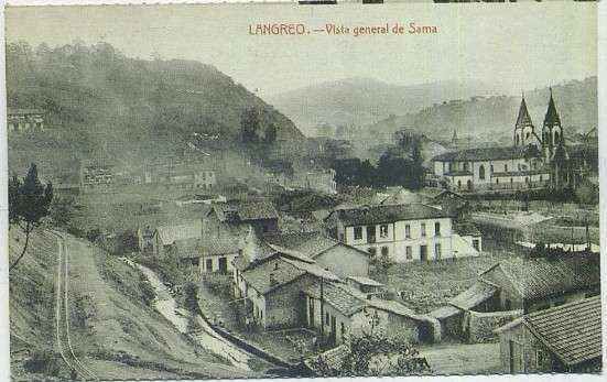 POSTAL ANTIGUA DE ASTURIAS (REPRODUCCION). LANGREO. VISTA GENERAL DE SAMA
