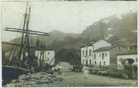 POSTAL ANTIGUA DE ASTURIAS (REPRODUCCION). SAN ESTEBAN EL MUELLE EN 1900