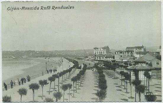 POSTAL ANTIGUA DE ASTURIAS (REPRODUCCION). GIJON. AVENIDA RUFO RENDUELES