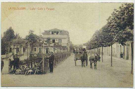 POSTAL ANTIGUA DE ASTURIAS (REPRODUCCION). LA FELGUERA. LADA. CALLE Y PARQUE