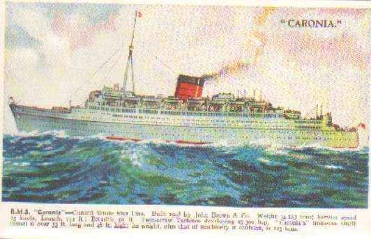 POSTAL DE BARCOS. R.M.S. CARONIA