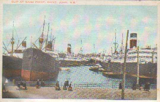POSTAL DE BARCOS. SLIP AT SAND POINT, SAINT , JOHN , N.B.