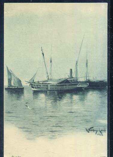 POSTAL DE BARCO - UN PUERTO CON VELEROS