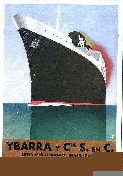 POSTAL DE BARCO. LINEA MEDITERRAEO. YBARRA Y CIA. S. A.