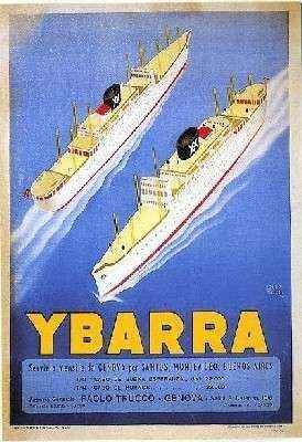 POSTAL DE BARCO. YBARRA. DA GENOVA PER SANTOS, MONTEVIDEO, BUENOS AIRES