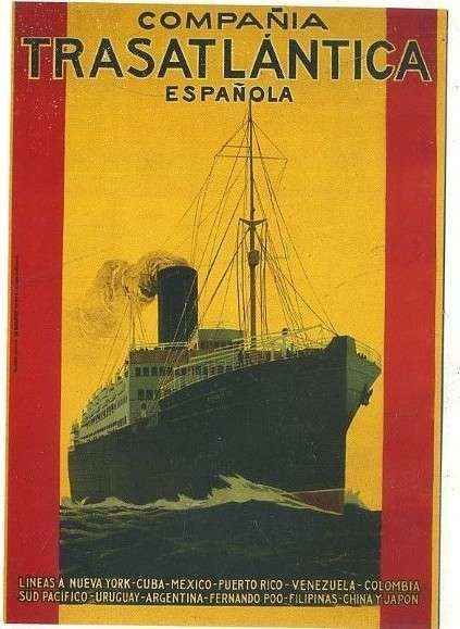 POSTAL DE BARCO. COMPAÑÍA TRASATLANTICA ESPAÑOLA