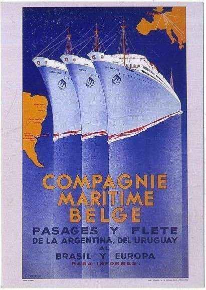 POSTAL DE BARCO. COMPAGNIE MARITIME BELGE