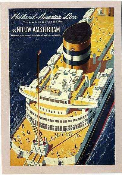 POSTAL DE BARCO. HOLLAND - AMERICA LINE. SS NIEUW AMSTERDAM