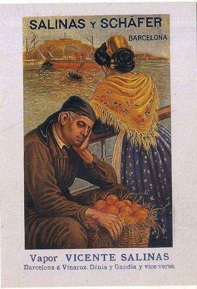 POSTAL DE BARCO. SALINAS Y SCHAFER. BARCELONA