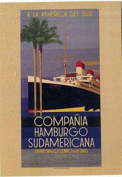 POSTAL DE BARCO. COMPAÑIA HAMBURGO SUDAMERICANA