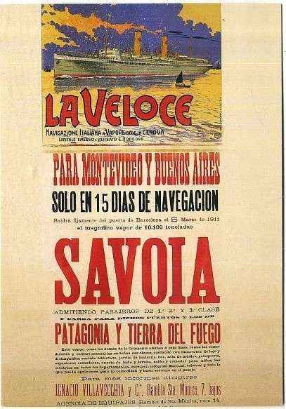POSTAL DE BARCO. NAVIGAZIONE TALIANA A VAPORE LA VELOCE