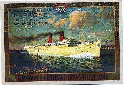 POSTAL DE BARCO. COMPAÑIE GENERALE TRANSATLANTIQUE