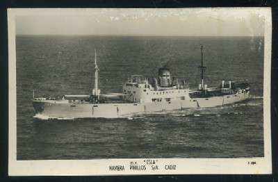 POSTAL DE BARCO. M.V. ESLA. NAVIERA PINILLOS S/A CADIZ