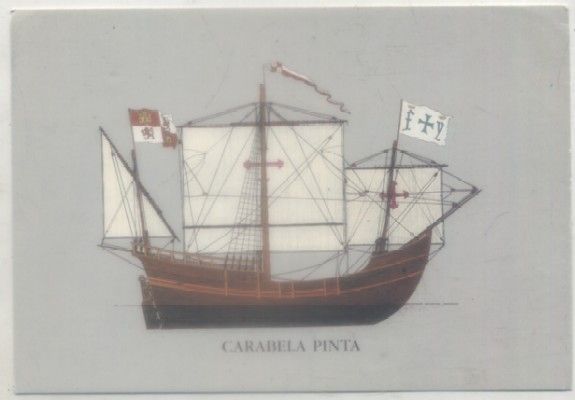 POSTAL DE BARCO. CARABELA PINTA. NAVES DEL DESCUBRIMIENTO. TRAVESIA 1990