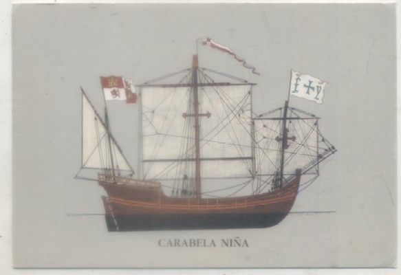 POSTAL DE BARCO. CARABELA NIÑA. NAVES DEL DESCUBRIMIENTO. TRAVESIA 1990