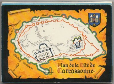 BLOC POSTAL. PLAN DE LA CITÉ DE CARCASSONNE. FRANCIA. 12 VISTAS EN ACORDEON