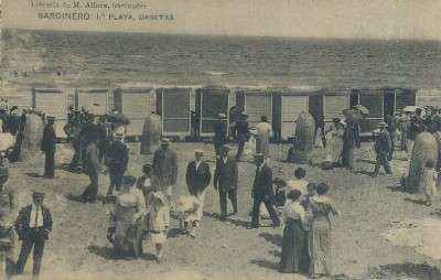 POSTAL ANTIGUA DE CANTABRIA SANTANDER SARDINERO 1ª PLAYA CASETAS