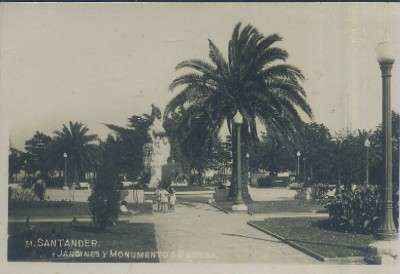 POSTAL DE CANTABRIA SANTANDER 51 JARDINES Y MONUMENTOS A PEREDA