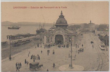 POSTAL ANTIGUA DE SANTANDER - ESTACION DEL FERROCARRIL DE LA COSTA