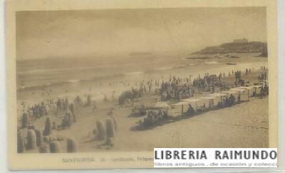 POSTAL ANTIGUA DE SANTANDER. SARDINERO. PRIMERA PLAYA, AL FONDO LA MAGDALENA