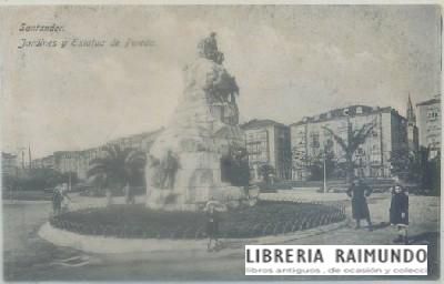 POSTAL ANTIGUA DE SANTANDER. JARDINES Y ESTATUA DE PEREDA