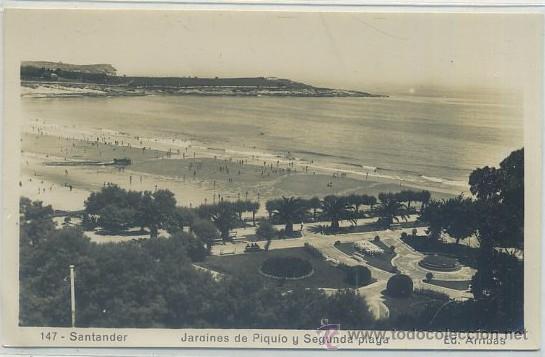 POSTAL ANTIGUA DE SANTANDER. JARDINES DE PIQUIO Y SEGUNDA PLAYA