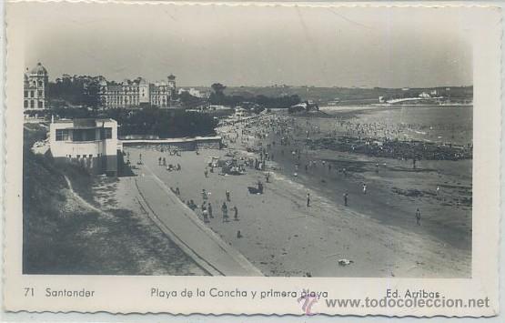 POSTAL DE SANTANDER. PLAYA DE LA CONCHA Y PRIMERA PLAYA