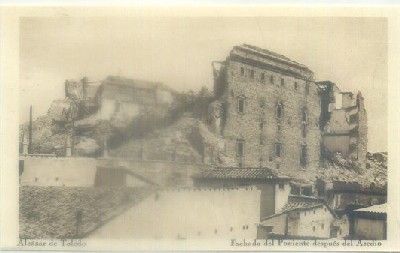POSTAL DE TOLEDO. ALCAZAR. FACHADA DE PONIENTE DESPUES DEL ASEDIO