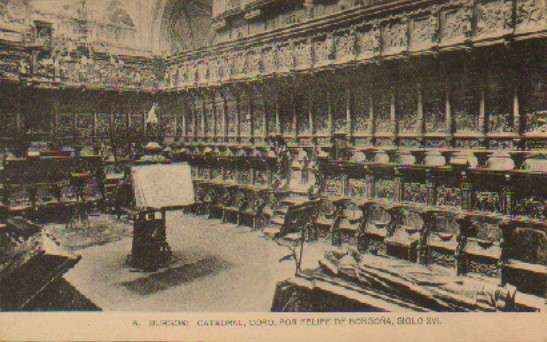 POSTAL ANTIGUA DE BURGOS. Nº 5. CATEDRAL, CORO, POR FELIPE DE BORGOÑA, SIGLO XVI