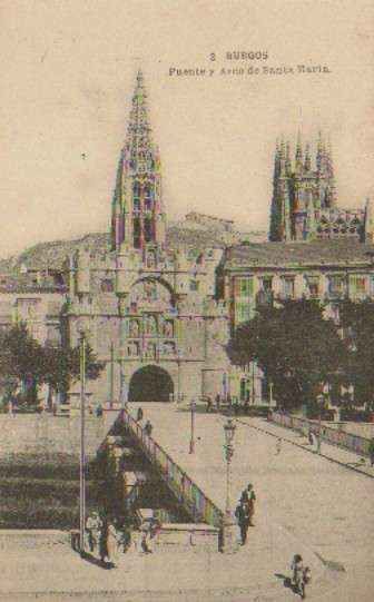 POSTAL ANTIGUA DE BURGOS. Nº 2. PUENTE Y ARCO DE SANTA MARIA.