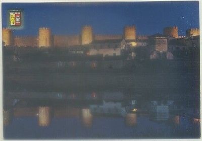 POSTAL DE AVILA. MURALLA OESTE Y RIO ADAJA. NOCTURNA