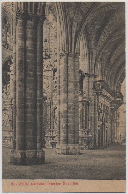 POSTAL ANTIGUA DE LEON: CATEDRAL. INTERIOR