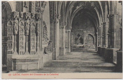 POSTAL ANTIGUA DE LEON: CATEDRAL. DETALLE DEL CLAUSTRO