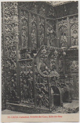 POSTAL ANTIGUA DE LEON: CATEDRAL. DETALLE DEL CORO. SILLA DEL REY Nº 70