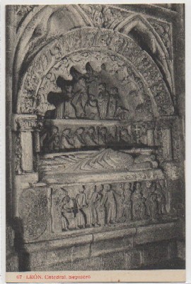 POSTAL ANTIGUA DE LEON: CATEDRAL. SEPULCRO Nº 67