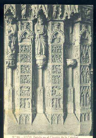 POSTAL ANTIGUA DE LEON - DETALLE EN EL CLAUSTRO DE LA CATEDRAL Nº 95
