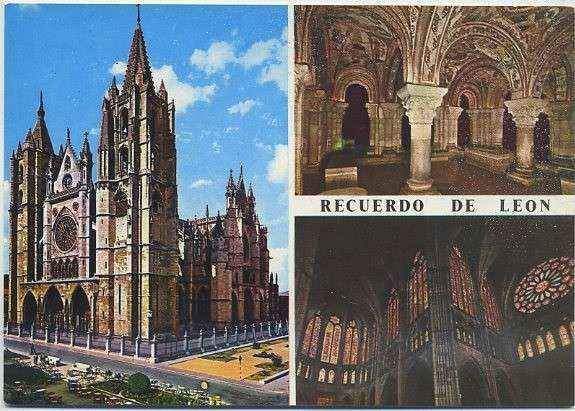 POSTAL DE LEON - CATEDRAL. PANTEON DE REYES. VIDRIERAS Nº 51