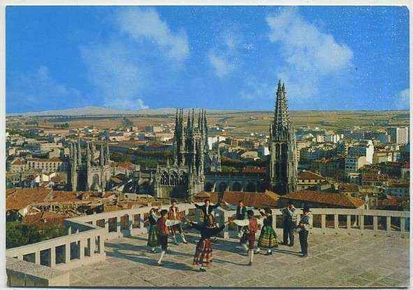 POSTAL DE BURGOS. CATEDRAL Y DANZA TIPICA Nº 34