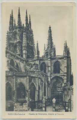 POSTAL DE BURGOS. CATEDRAL. PUERTA DE PELLEJERIA, ABSIDE Y CRUCERO