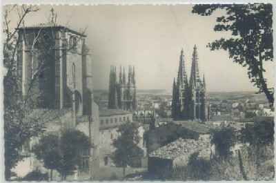POSTAL DE BURGOS. IGLESIA DE SAN ESTEBAN Y LA CATEDRAL