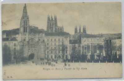 POSTAL ANTIGUA DE BURGOS. ARCO Y PUENTE DE SANTA MARIA