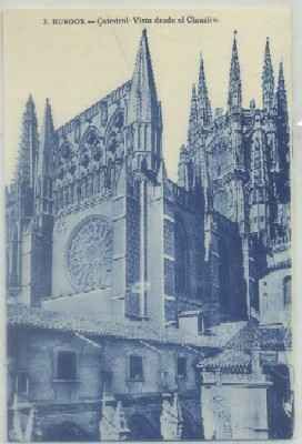 POSTAL ANTIGUA DE BURGOS. CATEDRAL. VISTA DESDE EL CLAUSTRO Nº 3