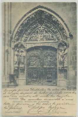 POSTAL ANTIGUA DE BURGOS. CATEDRAL. PUERTA DEL CLAUSTRO