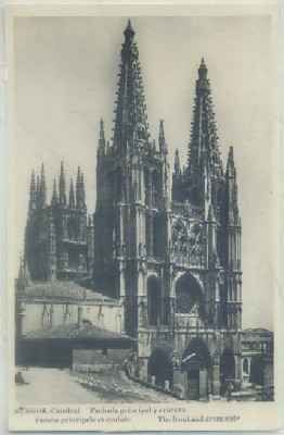 POSTAL DE BURGOS. CATEDRAL. FACHADA PRINCIPAL Y CRUCERO