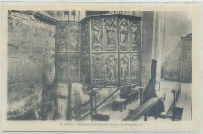 POSTAL ANTIGUA DE BURGOS. REAL MONASTERIO DE LAS HUEGAS. PULPITO DE HIERRO REPUJADO
